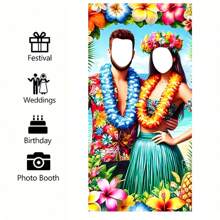 Tropical Hawaii Theme Hollow Polypropylene Banner, Vibrant Flower & Pineapple Design, Battery-Free, Suitable For Beach Party, Wedding & Aloha Celebration, Durable Polyester Tropical Decor