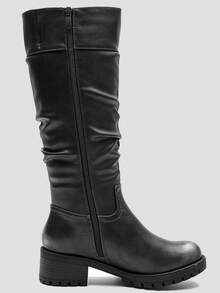 GLOBALWIN Women's Knee High Boots Chunky Low Heel Boots For Women Fashion Dressy Riding Boots Fall Boots Halloween Season - 仿古銀 - 查看 2