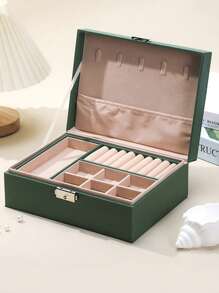 Large Capacity Jewelry Storage Box, Double Layer Lockable Necklace Earring Organizer Box, Big Space Ring Earring Jewelry Box, Double Layer Jewelry Box, Leather Portable Jewelry Box With Removable Tray, Fabric Lining, Key Lock Closure - Desktop Storage, Travel Jewelry Box, Jewelry Organizer For Necklaces, Rings, Watches, Bracelets, Best Gift For Family, Friends, Students, Teachers, Goddess, Holiday Gifts