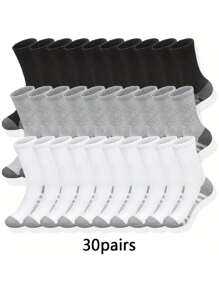 10/20/30 Pairs Breathable And Comfy Men's Crew Tennis Socks For Outdoor And Casual Wear, All-Season Unisex Tennis Socks