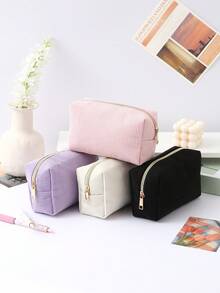 1 Pc Vertical Stripe Solid Color Pencil Case, Portable Stationery Bag, School Supplies For Big Friends And Primary School Student, First Day Of School - Multicolor - View 9