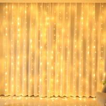 1pc Remote Control Window Curtain Fairy Lights String, 8 Modes, USB Powered, Suitable For Indoor Bedroom Window, Christmas, Ramadan, Wedding, Birthday Party Decor