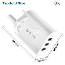 So Emma 3 Ports USB Charging Lndicator Charger Charge Candy Color For Mobile Phone UK Plug Charging Adapter Portable Wall Mobile Charger - UK Plug(220-240V) - View 2