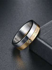1pc Fashionable Stainless Steel Spinning Heart Ring, Non-Fading Elegant Couple Rings For Wedding/Daily Wear, Women Jewelry Accessories