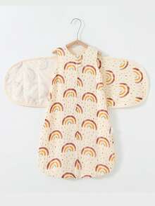 夏季好物 1 套婴儿四层睡袋、平纹细布腰带、新生儿襁褓、腹带、易裹式防惊吓毯，四季皆宜，弹性可调节