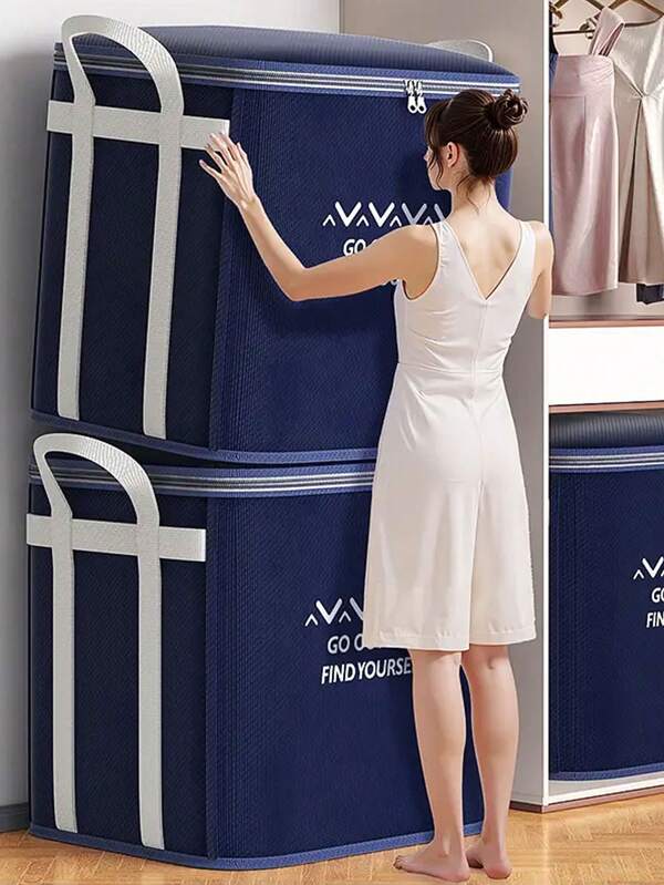 1pc Large Capacity Thick Bedding Storage Bag, Moisture-Proof Clothes Organizer Box For Seasonal Change & Moving