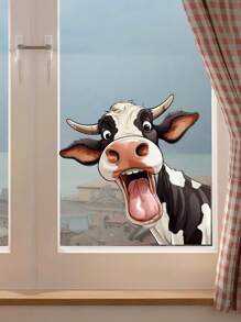 Pegatinas divertidas de vaca, pegatinas de ventana de vaca que asoman, pegatinas de pared de vaca que se pueden pelar y pegar, decoración de pared de estilo granja rústica con estampado de vaca, arte mural de vinilo para la decoración del hogar, la sala de estar, la cocina, el baño, el dormitorio y otros regalos de cumpleaños y graduación