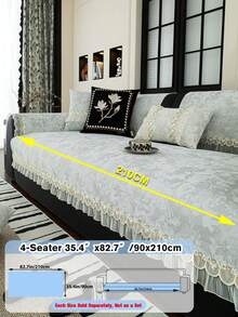 1PC轻奢雪尼尔沙发坐垫法式裙边四季一体式直排固定防滑防猫抓座垫营造法式复古氛围客厅