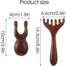 2Pcs/Set Wooden Massage Tools Meridian Massage Comb Gua Sha Facial Tools Sandalwood Scalp Massage Comb Nose Scrubber Eyes Facial Wood Massager Tool Handheld Massager Tool Gift For Women,Back To School,Travel Holiday Essentials,Hair Accessories For Women