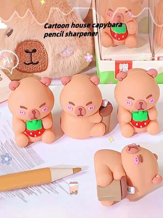 1 Box Of Fun Creative Capybara Model Pencil Sharpener With Eraser, Luxury Cool Fashion Stationery, (Pencil Sharpener Eraser) Random Color, Birthday Decoration Pencil Sharpener, Novel Shape, Peculiar Unique Design, Fun School Supplies And Teacher Reward Gifts, Children's Pencils, Cool Kids, Soft Stationery For Teachers, Boys' Gifts, Girls' Gifts, Suitable For Graduation Season, Independence Day, Back-To-School Season