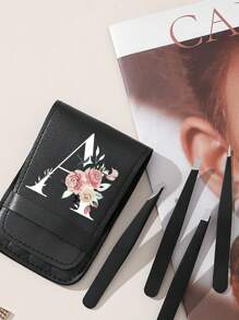Black Eyebrow Tweezers Set, Letters A-Z Are Precision Stainless Steel Eyebrow Tweezers. They Are Crucial For Daily Beauty, Suitable For Eyebrow, Facial Hair, Hair Cutting, And Internal Hair Removal, Including Storage Bags, Suitable For Both Men And Women. They Are Also Sophisticated Hair Removal Devices, Diagonal Eyebrow Clips, And Makeup Removal Tools