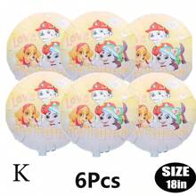 Paw Patrol Offiziell genehmigter 6er-Pack PAW Patrol Brave Adventure Suche und Rettung Hunde Thema Geburtstags Party Deko Ballon Set, 18 Zoll süßer Stadt Rettungshund Muster runder Aluminiumfolie Ballon Set, verschiedene Styles wählbar, Geburtstagsparty Wanddekoration, perfekt für Geburtstag Zeremonien Partywand Deko, Ballon Kombinations Dekorations Zubehör