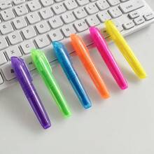 6pcs/Set Fluorescent Highlighter Pens, 6 Vibrant Colors, Colorful Marker Pens, Large Capacity, For Emphasis Marking