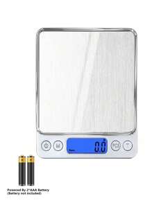 1 pieza Pequeña balanza de cocina digital de acero inoxidable, tamaño de palma, 3kg/0.1g Báscula multiusos de bolsillo, báscula de alimentos mini, pantalla LCD retroiluminada, báscula electrónica profesional para joyas, y PC, adecuada para balanza de cocina para el hogar, viajes, alimentos, utensilios de cocina, herramientas de hornear, pérdida de peso, acero inoxidable. Batería no incluida [ Oferta de cocina ]