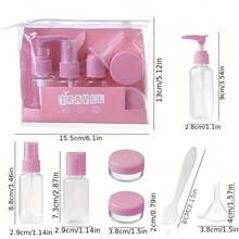 1 件/7 件旅行瓶容器、可再填充瓶套装（带洗漱包）、空液体容器、防漏液体分配瓶、随身携带化妆包、面霜罐、旅行必需品、飞机旅行配件、旅行瓶套装、防漏便携式洗漱用品容器套装、透明 PP 航空尺寸化妆品容器（用于乳液、洗发水、面霜、肥皂，带便携包）、喷雾瓶、圣诞礼物、女士礼物、旅行必需品