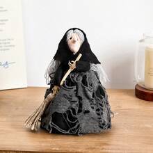 1 pieza Muñeca bruja hecha a mano de tela | Decoración con temática de Halloween, atractivo para escaparate de tienda - Multicolor - Ver 10