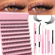 200PCS Fluffy Lash Clusters 30D, Individual Eyelash Thick Cluster Eyelash Extensions D Curl Lashes Clusters ,DIY Lash Extension Kit Set, Lashes Clusters 200Pcs/300Pcs/240Pcs/168Pcs Individual Lashes 8-16MM Wispy Cluster Lashes
