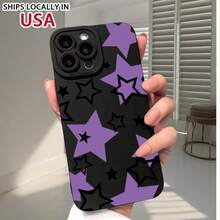 Purple Starry Black TPU Phone Case, Compatible With Apple  16, 15, 14, 13, 12, 11 Plus Pro Max Series, Perfect For New Year Gifts, Holiday Presents, Birthdays, For Girlfriend, Boyfriend, Friends, Or Even For Yourself. - 黑色 - 查看 3