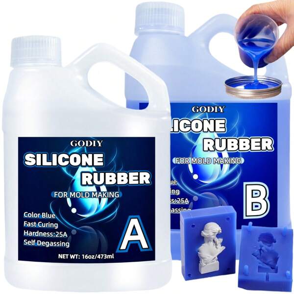 Deep Blue Silicone Kit 946ml | 30Min Fast-Cure Mold Rubber For Resin Casting, Candle & Soap Molds | Skin-Friendly, Low-Odor Formula | Vibrant Color, 1:1 Mix Ratio