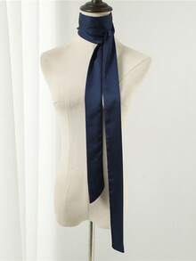 1pc Minimalist Solid Color Silk-Like Scarf, Headband, Waistband, Neckband - Versatile, Narrow Long Strip, Suitable For Daily, Commute, Ball, Banquet, Gift, Performance, Party, Fashionable, High-End, Versatile, Office Attire Decor Accessory For Dress - Black - View 17