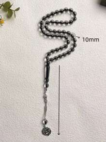 Pulseira estilo Tasbih azul escuro de imitação de âmbar de alta qualidade para mulheres, 1 peça e 45 peças