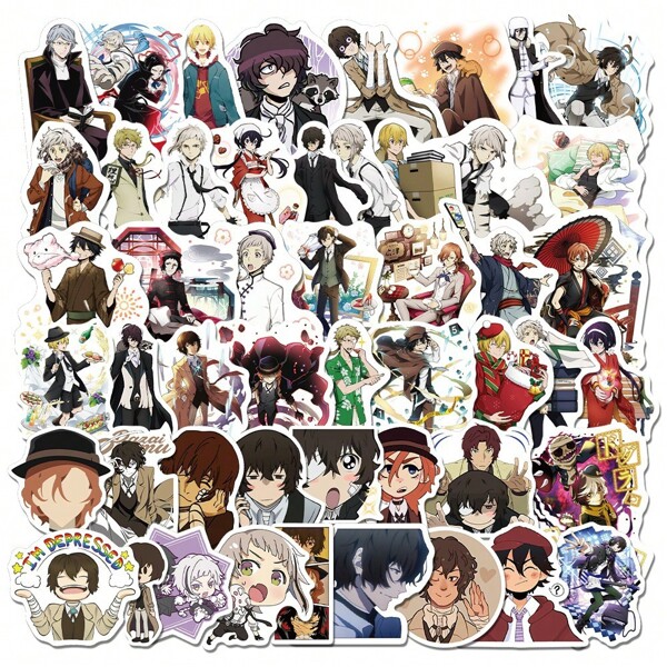 bandai Autocolante artistice stradale Bungo Stray Dogs (50 buc) - Autocolante artistice unice pentru skateboarding, călătorii și meșteșuguri DIY