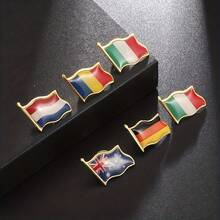 2 件来自世界各地的国旗胸针、波浪树脂国旗徽章、金属奖章胸针 - 彩色 - 查看 8