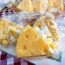 1 pieza / 3 piezas Juguete de amasar de queso simulación de dibujos animados, juguete de descompresión suave muy atractivo, regalo pequeño de rebote lento, adecuado para desahogo de oficina y viajes, regalos de fiestas y días festivos, regalos de cumpleaños