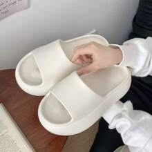 Damen Ultra-weiche EVA leichte & bequeme Slip-On Keilsandalen, 6cm Plateau, Einfarbig, lässige Strandpantoffeln für den Sommer