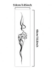 2 件脊椎假纹身临时纹身半永久纹身防水防汗持续 1-2 周逼真草本汁防摩擦不反光黑色适用于女性和男性纹身贴纸适用于手臂、胸部、腿部、腹部、腰部、手指、颈部、脊椎、现代人体艺术 - 黑色 - 查看 5