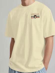Men's ITALY Printed Short Sleeve T-Shirt Summer Cheap - Beige - View 1
