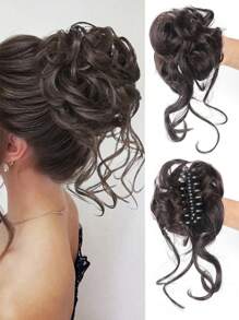 Synthetic Claw Chignon Women Messy Curly Fluffy Hair Bun Clip In Ponytail Hair Extensions Natural False Hairpieces