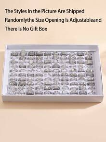 3/6/9/12/24 件不锈钢简约几何开口戒指，时尚设计适合女性日常佩戴（随机发货）