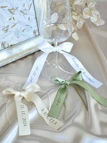 Custom Satin Ribbon – Personalized Name Print, 10 Colors, Adjustable Ribbon Made Into Bows For Wine Glasses, Bridesmaid Gifts,Wedding & Party Decor,Art Activities For Children - Multicolor - View 3