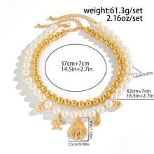 1 pièce Collier pendentif avec coquillage, étoile de mer et conque, chaîne de clavicule en perles fausses CCB minimaliste pour femmes