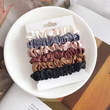 6 Pieces Of Korean Satin Hair Ring - The Hair Ring Is Moderately Elastic And Does Not Slip, Suitable For High Ponytails, Low Ponytails And Bra - 6pcs-混合色 - 查看 4