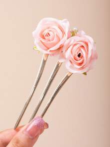 1 件时尚优雅新中式发夹，带珠和三齿，适合脑后盘发，发饰，发夹，发饰，发夹 - 彩色 - 查看 9