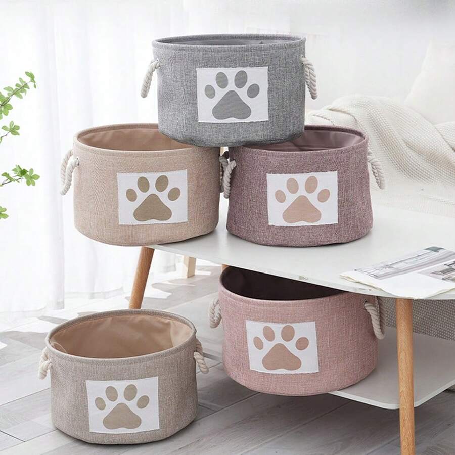 1 pieza Cesta de juguetes para perro, Caja de juguetes para perro, Contenedor de juguetes para perro, Almacenamiento de juguetes para perro, Organizador de almacenamiento para mascotas, Cesta de almacenamiento de tela con asas, Cesta de almacenamiento para juguetes de perro, juguetes de gato, juguetes de mascotas, Cesta para perros para juguetes, mantas, ropa para mascotas, accesorios, Organización y almacenamiento para perros, Regalo de Navidad