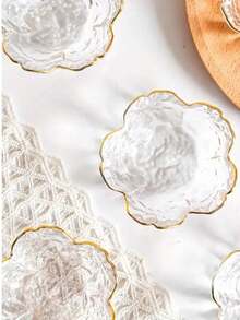 Conjunto de tazones para mojar de vidrio con diseño de flores de cerezo - Adecuado para aperitivos, postres, frutas y salsas - Bordes dorados elegantes, perfecto para cocinas y restaurantes del hogar, útiles escolares