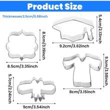Graduation Cookie Cutters 2025-4 Pieces Set B Stainless Steel Graduation Cap Cookie Cutter, Gown, Diploma, And Star For Graduation Celebration Party, Perfect For Baking And Crafting - 1 - View 2