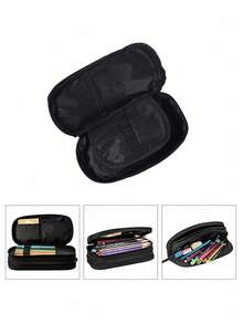 1 个骷髅形铅笔盒，双层大容量文具收纳袋，适合男孩和女孩的返校礼物 - 彩色 - 查看 7