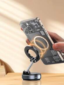 2025 Nouveau support de téléphone portable en alliage d'aluminium à rotation à 360° avec attraction magnétique et ventouse à vide. Nouveau design pliable avec réglage à plage complète et multi-angles pour une utilisation pratique à une main dans le véhicule, sur le bureau ou au mur.