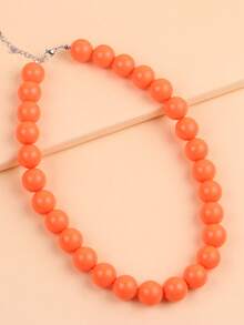 1 chiếc vòng cổ hạt Acrylic bóng trơn cá nhân hóa dành cho phụ nữ, phong cách Châu Âu và Châu Mỹ - Màu Hồng Tươi - Xem 6