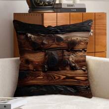TOPSSCTR 2pcs Throw Pillow Cover, Pillowcases, Retro Wood Grain Pattern Pillowcases, Cabin Style Pillowcases, Single-Sided Printing, Suitable For Sofa, Living Room, Bedroom Car Cushions, Home Decoration, No Pillow Core