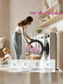 Bolsa para lavar zapatos de uso general con cepillo suave de 360°, bolsas de lavandería - Multicolor - Ver 7