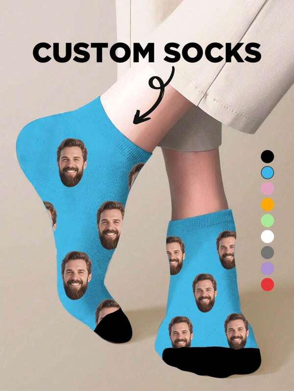1 Pair Custom Father's Day Socks, Custom Printed Socks, Personalized Funny Face Socks, Custom Picture Socks, Father's Day Gift, Best Friend Gift, Anniversary Gift, Valentine Gift, Birthday Gift, Wedding Gift, Mother's Day Gift, Gift For Mom/Dad, Gift For Girlfriend/Boyfriend, Gift For Her/Him, Fall