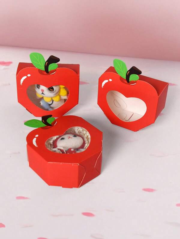 8 piezas de cajas de regalo con forma de manzana y ventana transparente, contenedores de papel para caramelos de vuelta al cole, cajas de regalo DIY para agradecer al maestro por cumpleaños, bodas, graduación, decoración para fiestas, cajas de regalo para la temporada escolar, suministros escolares, cosas de la escuela