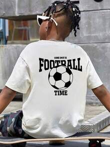 1pc Boys Soccer Graphic Short Sleeve T-Shirt, Suitable For Active Young Students, Designed For Athletic Boys - White - View 3