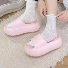 Leichte Damen EVA Zehentrenner, bequeme Slip-On Hausschuhe mit 6 cm dicker Plateausohle, einfarbig für lässigen Sommer-Strandmode