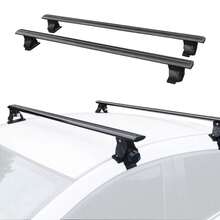 MAGIC SELECT Barras de Techo para Coche Universal. Baca Portaequipajes de Coche para Viajes. Barras Superiores Compatibles con Rieles para Equipaje. Barra Portátil para Transportar. - Negro - Ver 1
